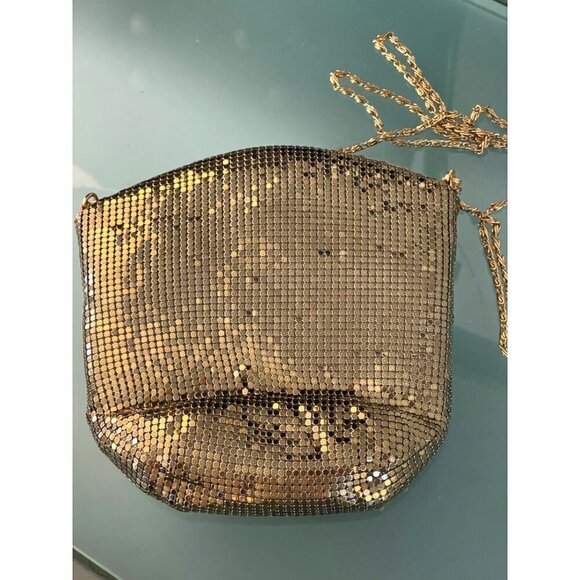 Yeuwton purse vintage chain mail gold & copper rhynestone trim magnet fasten - Picture 3 of 8